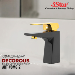 3 Star Basin Mixer Decorous Matt Black Gold