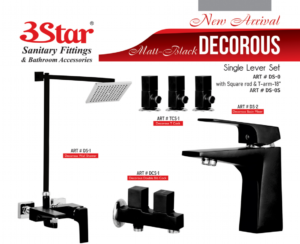 3 Star Shower Set Decorous Matt Black